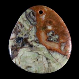 pretty natural rain forest jasper pendant bead stone i1467  