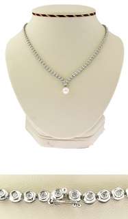 New 18Kt White Gold Diamond Akoya Pearl Necklace  