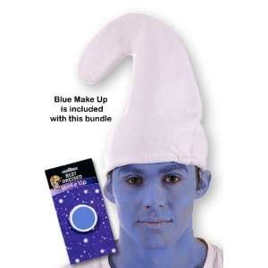  White Gnome Hat with One Cake of Blue Face Paint Fancy 