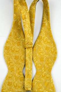 b128 yellow floral embroidery silk mens self bow tie bowtie  