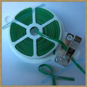  65ft (20m) Green Plastic Twist Tie Roll with Cutter 