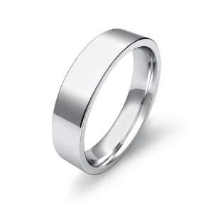 65g Mens Flat Wedding Band 5mm Comfort Fit 14k White Gold Ring (10 