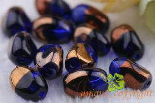 100 Pcs Gold plated Royal blue Helix Twist crystal glass beads 13*10mm 
