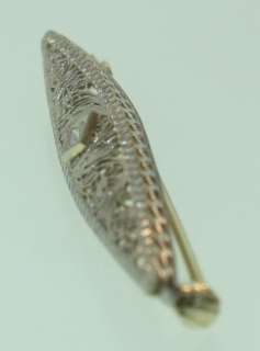 14k white gold european cut round diamond stick pin brooch vintage 