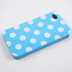  Baby Blue Polka Dot Flex Gel Case for Iphone 4 & 4S Cell 