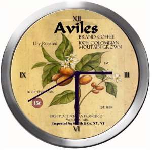  AVILES 14 Inch Coffee Metal Clock Quartz Movement Kitchen 