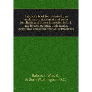  Babcocks book for inventors  an explanatory statement 