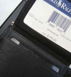 Nwt $145 Authentic Polo Ralph Lauren Mens Passcase Wallet Black + Gift 