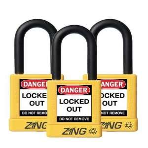  ZING 7068 Padlock,Lockout,RecycLock,KA,Yellow,3 Pk