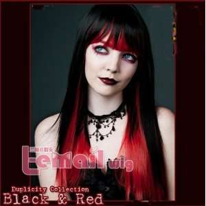  65 70cm Long Straight Beauty Black Red Cosplay Girl Hair 
