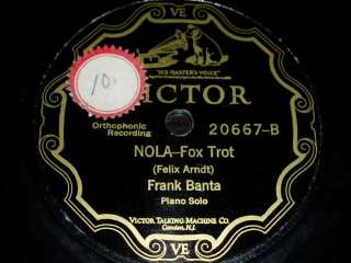 JAZZ 78 RPM RECORD Victor FRANK BANTA PIANO SOLO  