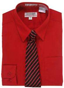 Boys Red Shirt & Tie 2T,3T,4T,5,6,7,8,10,12,14,16,18  