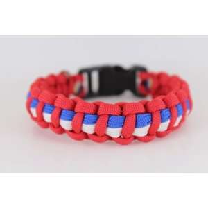    Red, White, and Blue Paracord Bracelet   7 Inches 