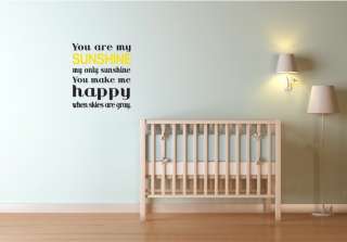 You Are My Only Sunshine Nursery Vinyl Wall Word Art  