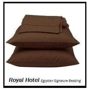  Royal Hotels Solid Chocolate 1200 Thread Count 4pc Queen Bed 