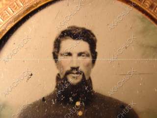  CIVIL WAR UNION SOLDIER AMBROTYPE Photograph 1860s TINTED New York Reg