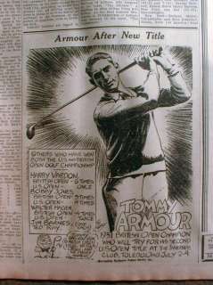 1931 newspapers TOMMY ARMOUR wins BRITISH OPEN GOLF T  