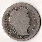 1914 Barber Liberty Head Dime Silver Coin