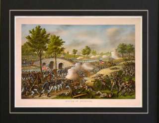 1888 Civil War Print Battle of Antietam Currier & Ives  