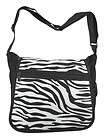 Black / White Zebra Print Nylon Messenger Bag  
