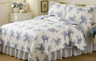 MELISSA Twin Quilt Set Blue French Country Vintage Rose  
