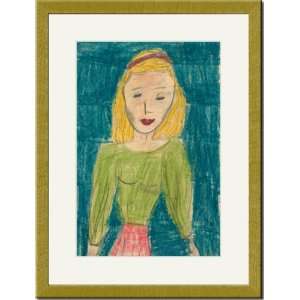  Gold Framed/Matted Print 17x23, Girl in Green