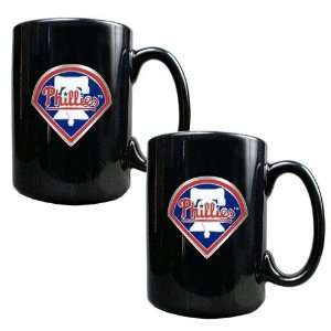  Philadelphia Phillies MLB 2pc Black Ceramic Mug Set 