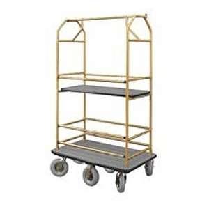 Bellman Condo Cart 48x25 Satin Brass Gray Carpet, 6 Pneumatic Wheels