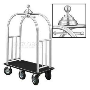  Ball Crown Bellman Cart 48x25 Satin Aluminum Black Carpet 