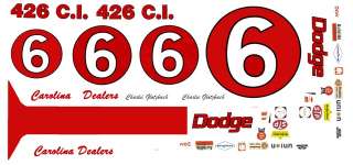   Glotzbach Carolina DODGE Dealers 1966 Dodge Charger 1/24 25 Decals