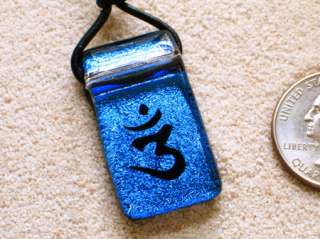 Hindu pendant Om Aum Ohm Yoga symbol Reiki Mantra Glass  