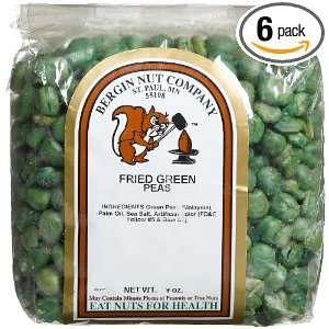 Bergin Nut Company Peas Fried Green, 9 Ounce Bags (Pack of 6)  