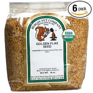 Bergin Nut Company Organic Golden Flax, 16 Ounce Bags (Pack of 6)
