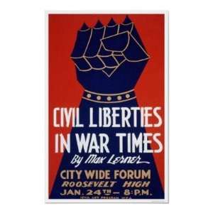  Civil Liberty WWII 1940 WPA Poster