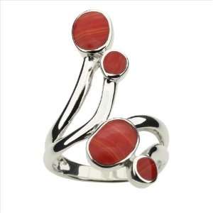  Red Coral & 925 Sterling Silver Ring Jewelry