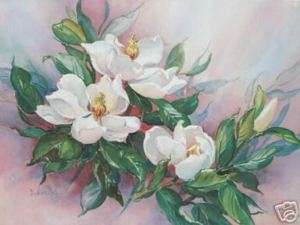 Barbara Mock Art Magnolia Blossoms Flowers Spring  
