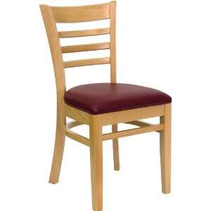   Back Wooden Restaurant Chair with Burgundy Vinyl Seat