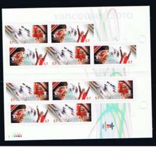 Canada #2375a MNH 2010 OLYMPIC Booklet of 10 Skiing,  