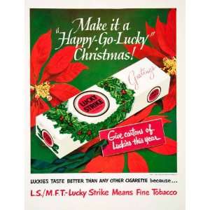 1951 Ad Lucky Strike Cigarettes American Tobacco Christmas Gift Carton 