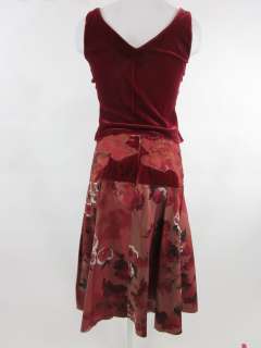 RENATO NUCCI Burgundy Velvet Floral Top Skirt Outfit 36  
