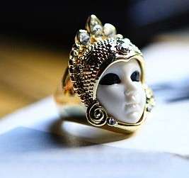Ancient Silver/gold Egypt Face Baby Mask Ring Size 8  