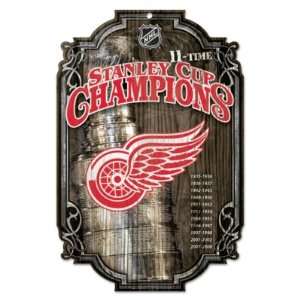  Detroit Red Wings Wood Sign   11 Time Champ Sports 