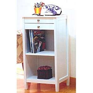  White finish wood telephone table stand with 2 drawers 