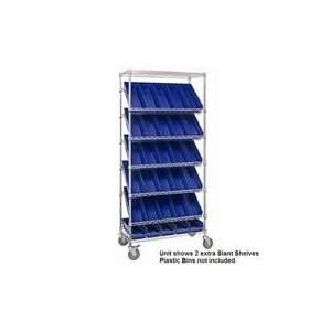  Chrome Wire Shelving Cart with Slant Shelves Industrial 