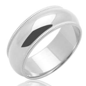   Milgrain Comfort Fit Band White Gold Ring For Women & Men   Size 5.5