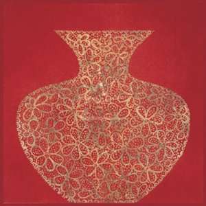  Red Vase (gold foil stamped) by Susan Gillette 23x23