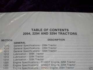 Case 2094/2294/3294 Tractors Service Manual  