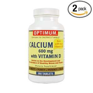  Optimum Calcium Tablets with Vitamin D, 600 Mg, 180 Count 