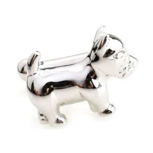  Silver Dog and Bones with Chain Cufflinks Cuff Links 