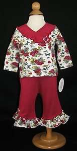 NWT Baby Nay 2Pc Kimono Top Ruffle Pants Sparkle Outfit 9 Months Fall 